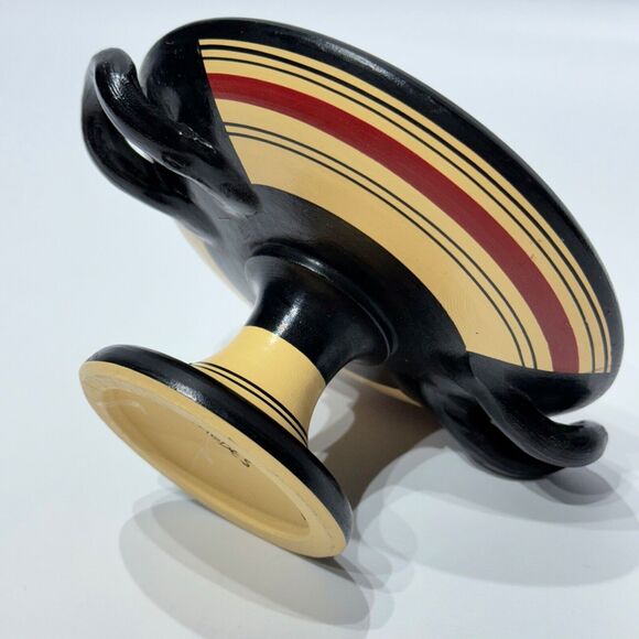 Vintage Hand Made Savas Ceramics Rhodes Small Pedestal Bowl Greek Figures (A9) - Picture 13 of 16